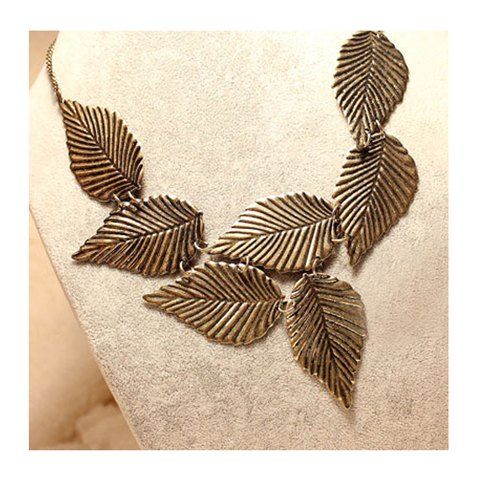 Unique Stylish Retro Patterns Leaf Shape Necklace  