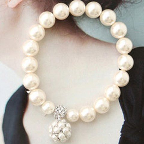 

Olivet Charm Fake Pearl Beaded Bracelet, Color assorted
