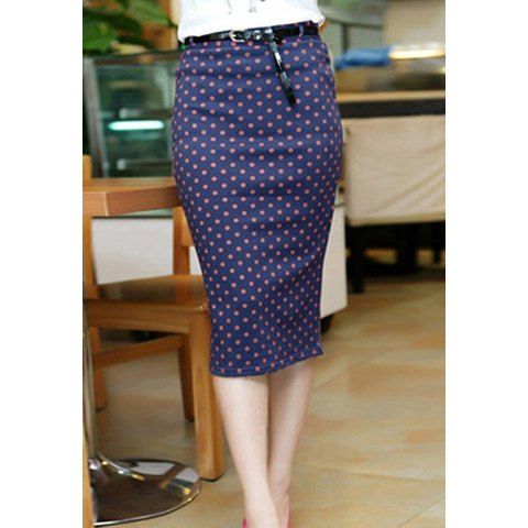 [56% OFF] Women's Pencil Skirt With Polka Dot Pattern And Knee-Length ...