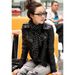 Slimming Long Sleeve Solid Color Studded PU Leather Women’s Jacket -  