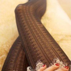 Sweet Retro Style Openwork Stripes Skinny Women's Stockings -  