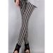 British Style Vertical Stripes Slimming Black and White Milk Silk Women's Leggings -  
