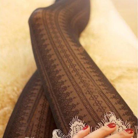 Latest Sweet Retro Style Openwork Stripes Skinny Women's Stockings  