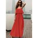 Elegant Strap Solid Color Long Style Ruffle Big Hem Chiffon Women's Dress -  