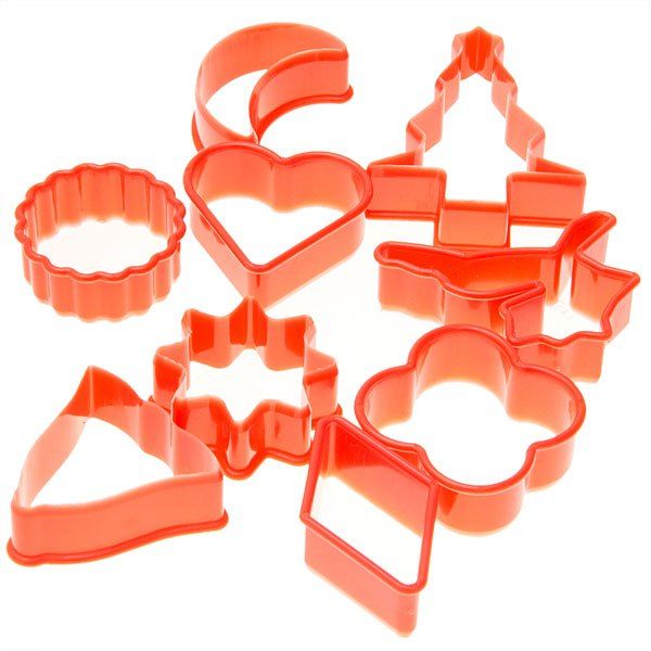 

10PCS Plastic Cake Cookie Model with Different Shapes, Red