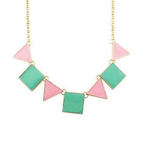 Outfits Fashion Style Colored Glaze Triangle and Square Shape Pendant Embellished Necklace For Women  