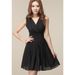 V-Neck Sleeveless Solid Color Pleated Ladylike Style Chiffon Women's Dress -  