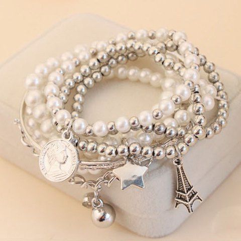 Pearl Bracelet Free Shipping And Rosegal 6 Pcs Of Faux Pearl Decorated Star Pendant Charm Bracelets