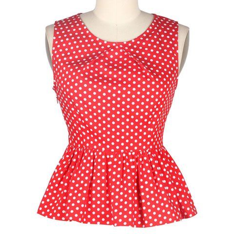 red polka dot peplum top