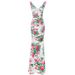Floral Print Ladylike Style V-Neck Sleeveless Polyester Women's Maxi-Dress -  