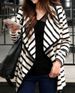 Stripe Cardigan Long Sleeve Thin Cotton Jacket Coat -  