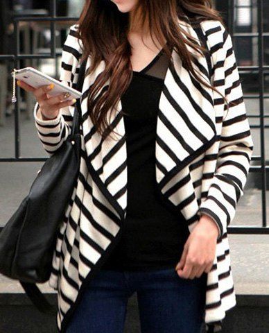 Latest Stripe Cardigan Long Sleeve Thin Cotton Jacket Coat  