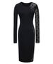 Sexy Round Collar Polka Dots Lace Splicing Long Sleeves Black Bodycon Dress For Women -  