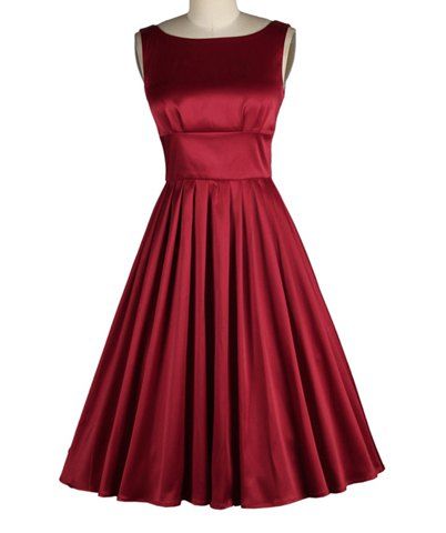 2018 Vintage Scoop Neck Backless Sleeveless Pleated Dress For Women In ...