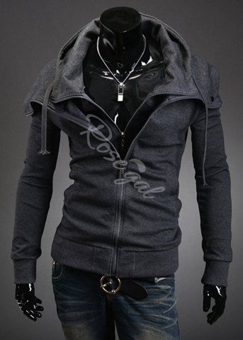 Outfits Stylish Faux Twinset Thicken Hooded Long Sleeve Slimming Cotton Blend Coat For Men  