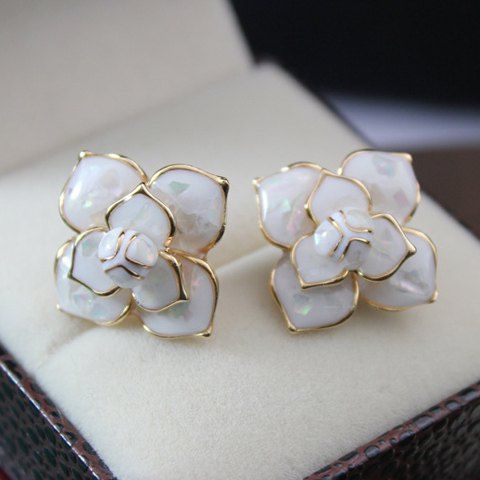 Affordable Pair of OL Style Solid Flower Earrings For Women  