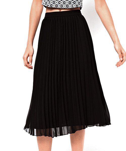 [32 Off] Pleated Solid Color Chiffon Simple Style High Waist Womens