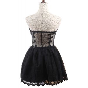 Black One Size Sexy Style High Waist Strapless See Through Voile ...