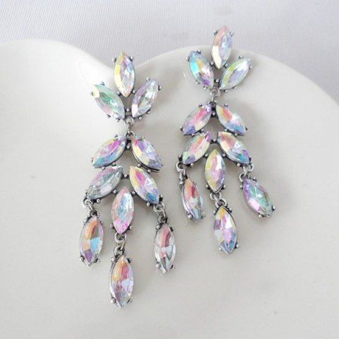 2018 Pair Of Iridescent Faux Crystal Decorated Pendant Earrings For 2018 Pair Of Iridescent Faux Crystal Decorated Pendant Earrings For Women Rosegal