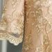 Retro Style Scoop Neck Gold Thread Floral Embroidered Solid Color 1/2 Sleeve Women's Lace Dress -  