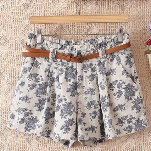 [28% OFF] Retro Style Floral Pattern Pocket Splicing Women's Shorts ...