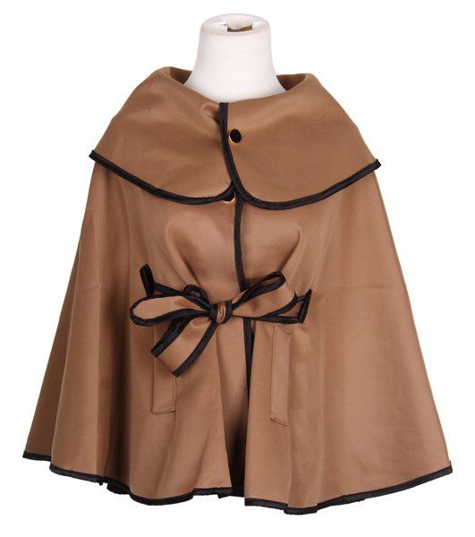 Fashion Stylish Turtleneck 3/4 Sleeves Irregular Hem Lace-Up Loose Fit Cotton Blend Women's Cloak  