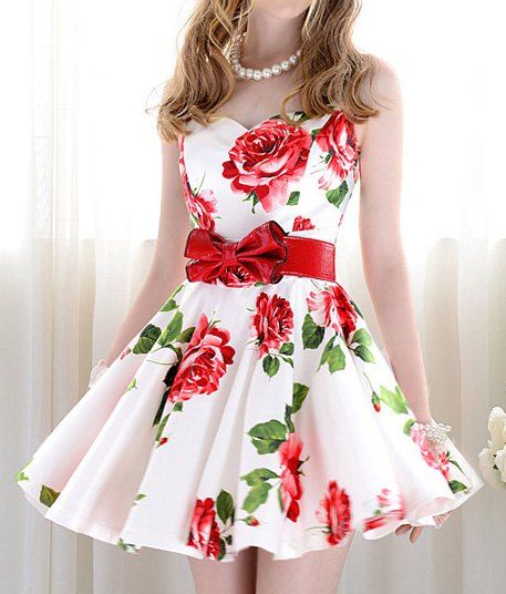 [19 Off] Vintage Sweetheart Neckline Floral Print Sleeveless Dress For