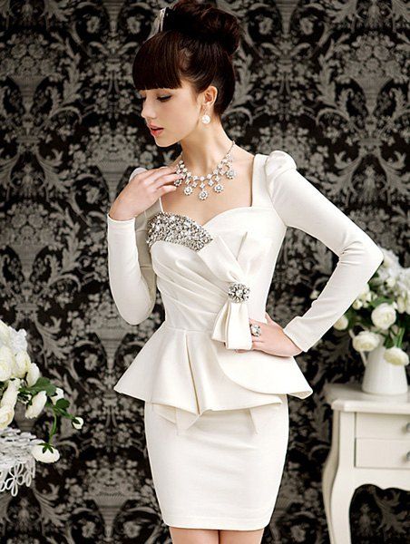 peplum evening gown with sleeves