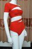 High Waisted Stylish Off-The-Shoulder Solid Color Cut Out Women's Swimwear -  