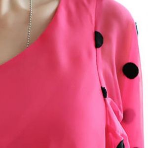 v neck loose fitting dot blouses