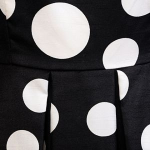 Black S Vintage Polka Dot Print Round Neck Cap Sleeves A-line Design ...
