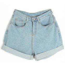 Light Blue 42 Casual Style Solid Color Turned-edge Pockets Women's ...