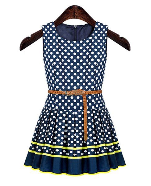 [27% OFF] Sweet Style Round Collar Polka Dot Print A-Line Sleeveless ...