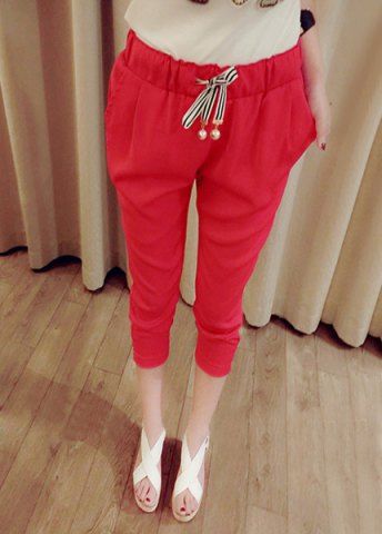 red drawstring pants