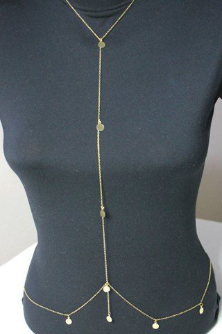 

Characteristic Round Paillette Pendant Body Chain For Women, Golden