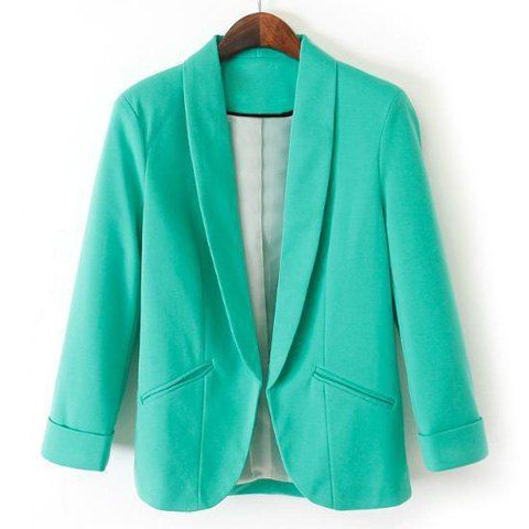 Discount Simple Style Turn-Down Collar Nine-Minute Sleeves Solid Color Women's Blazer  