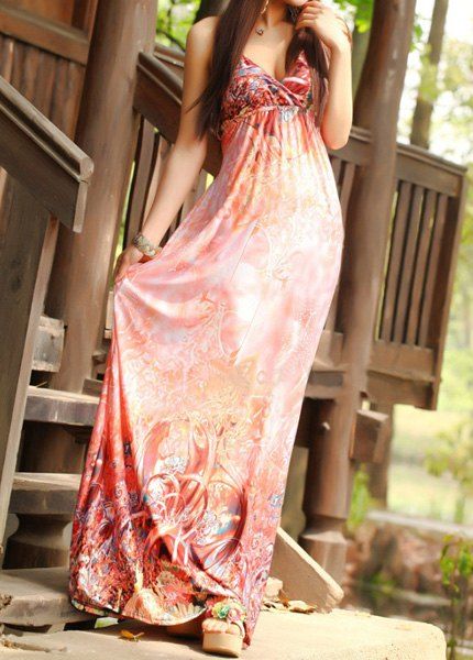 [50% OFF] Bohemian Style Halterneck Printed Backless Women's Maxi Dress ...