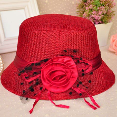 [26% OFF] Elegant Rose Decoration Solid Color Bucket Hat For Women ...