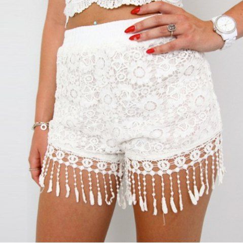 [25% OFF] Stylish Tassel Lace Shorts For Women | Rosegal