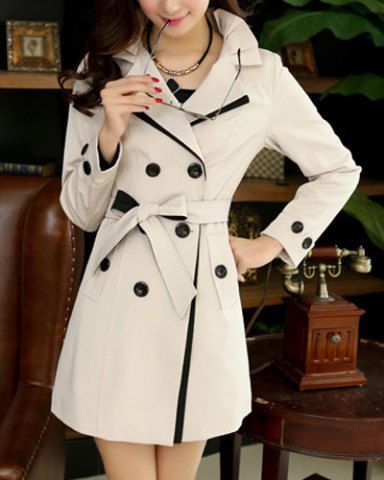 [44% OFF] Stylish Lapel Neck Double-Breasted Long Sleeve Trench Coat ...