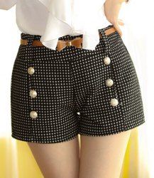Fashionable Print Button Embellished Slimming Women's Shorts -  