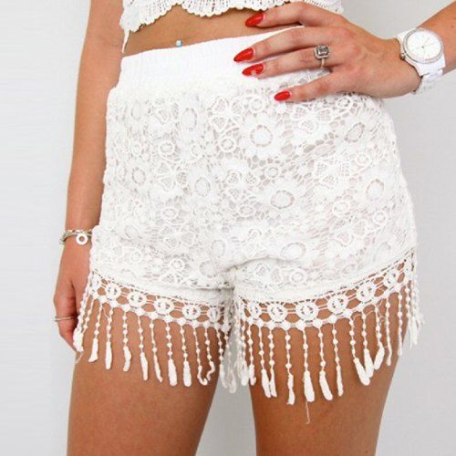 [25 OFF] Stylish Tassel Lace Shorts For Women Rosegal