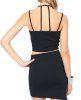 Stylish Halter Sleeveless Backless Spliced Women's Crop Top -  