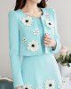 Vintage Solid Color Floral Embellished Sleeveless Dress and Jacket Suits For Women -  