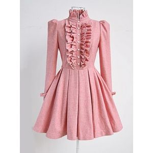 ruffed sleeves collar flounce pleated dress dresses rosegal