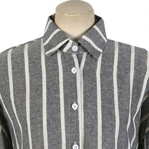 turn down collar single breasted striped blouses