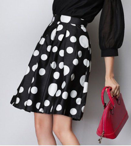 Black L Elegant Polka Dot High-waisted Skirt For Women | RoseGal.com