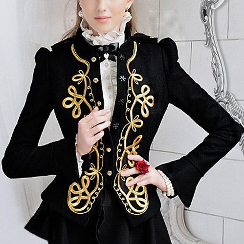 Cheap Vintage Stand-Up Long Sleeves Embroidered Jacket For Women  