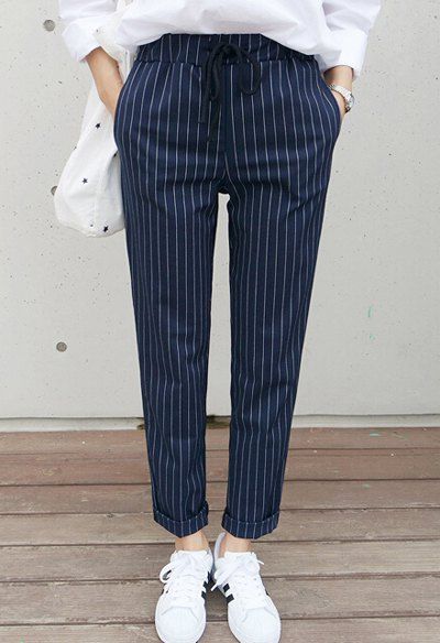 drawstring striped pants