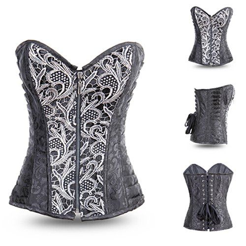[52 OFF] Sexy Strapless PushUp Zippered Lace Splicing Corset For